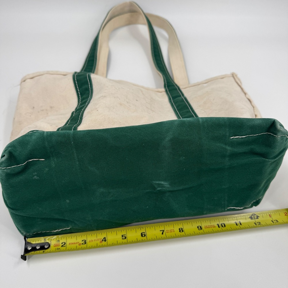 L.L. Bean Boat and Tote Bag Unisex Medium Green Canvas USA Vintage Distressed - Picture 8 of 12